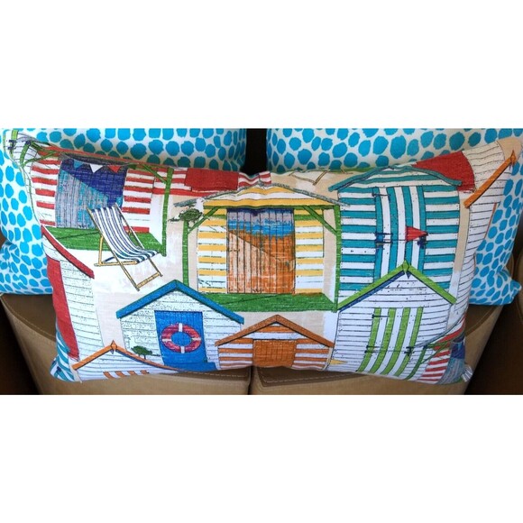 Richloom SOLARIUM BEACH HUTS 14X24 LUMBAR OUTDOOR Zipper Throw Pillow Cover NEW - Picture 6 of 10